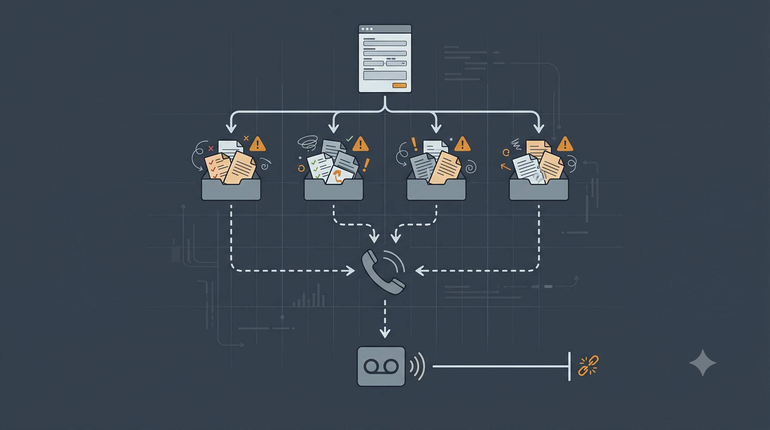 patient-inquiry-dark-funnel-flow-diagram Elective medical lead follow-up process showing where patient inquiries get lost between form submission and first contact.